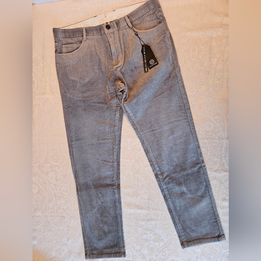 Grey Cotton Corduroy Pants, Casual, Warm, Size 38, Snover, NWT
